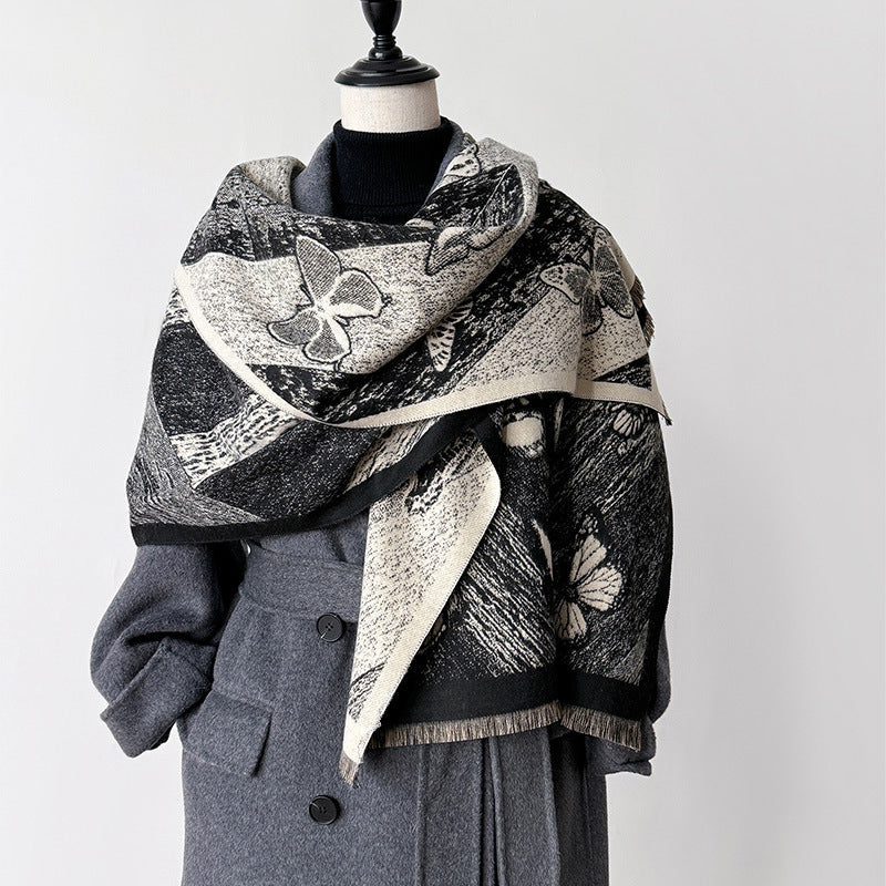 Charming Vintage Butterfly Pattern Scarf
