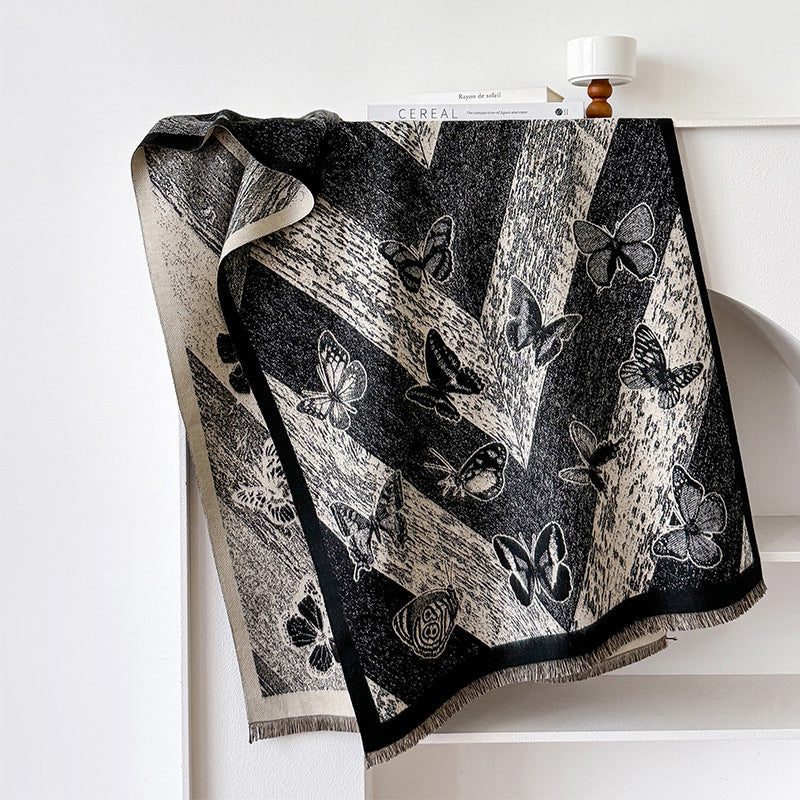Charming Vintage Butterfly Pattern Scarf
