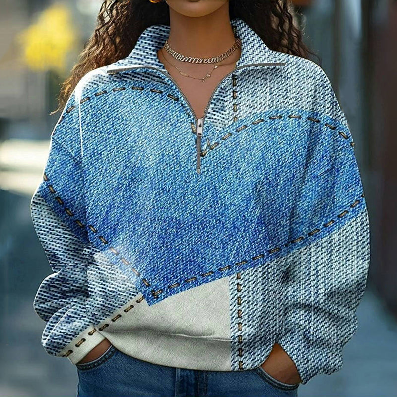 Retro Color Block Sweatshirt in Medium Size