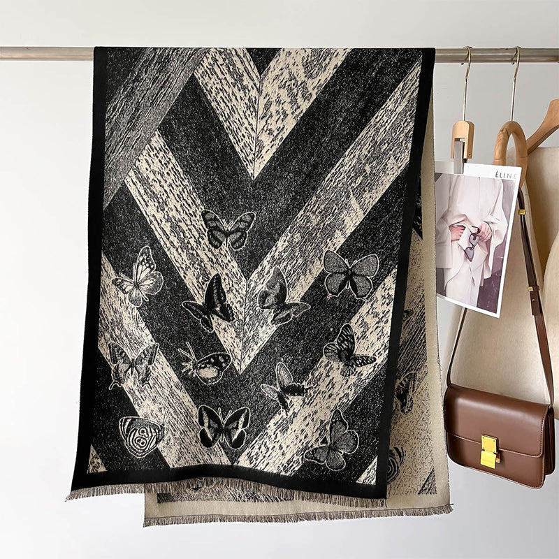 Charming Vintage Butterfly Pattern Scarf