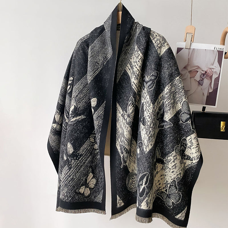 Charming Vintage Butterfly Pattern Scarf
