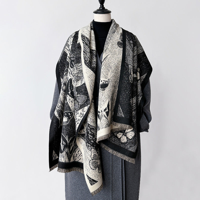 Charming Vintage Butterfly Pattern Scarf
