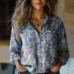 Retro Blouse with Unique Ethnic Pattern