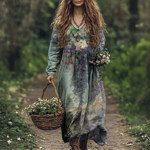 Chic Floral Patterned Vintage Dress