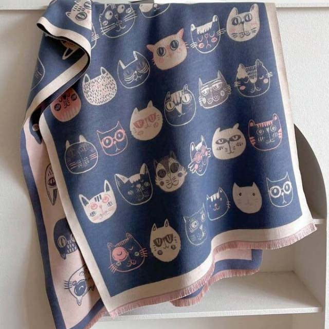 Trendy Cat Print Scarf for a Casual Look