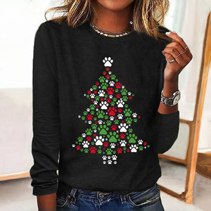 Christmas T-Shirt with Festive Cat Print