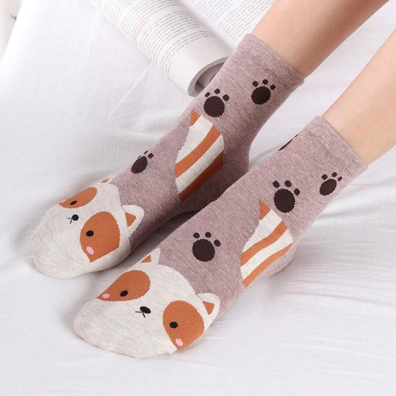 Colorful Dog Socks with Cartoon Designs
