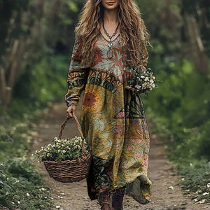 Retro Floral Print Dress