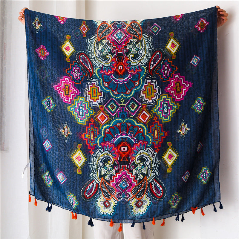 Boho-Chic Scarf with Ethnic Patterns