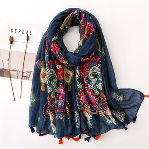 Boho-Chic Scarf with Ethnic Patterns