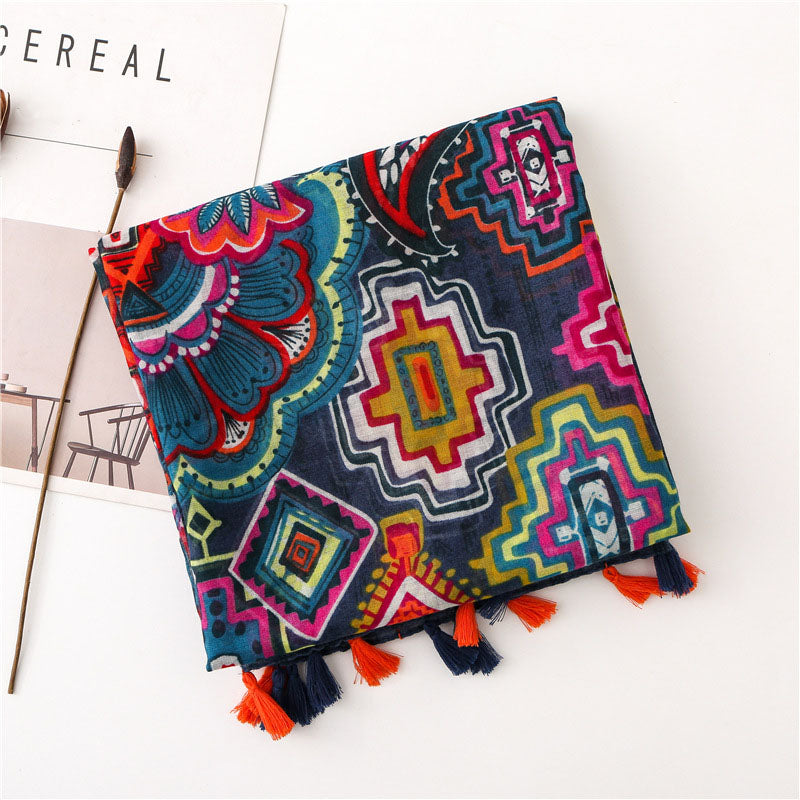 Boho-Chic Scarf with Ethnic Patterns