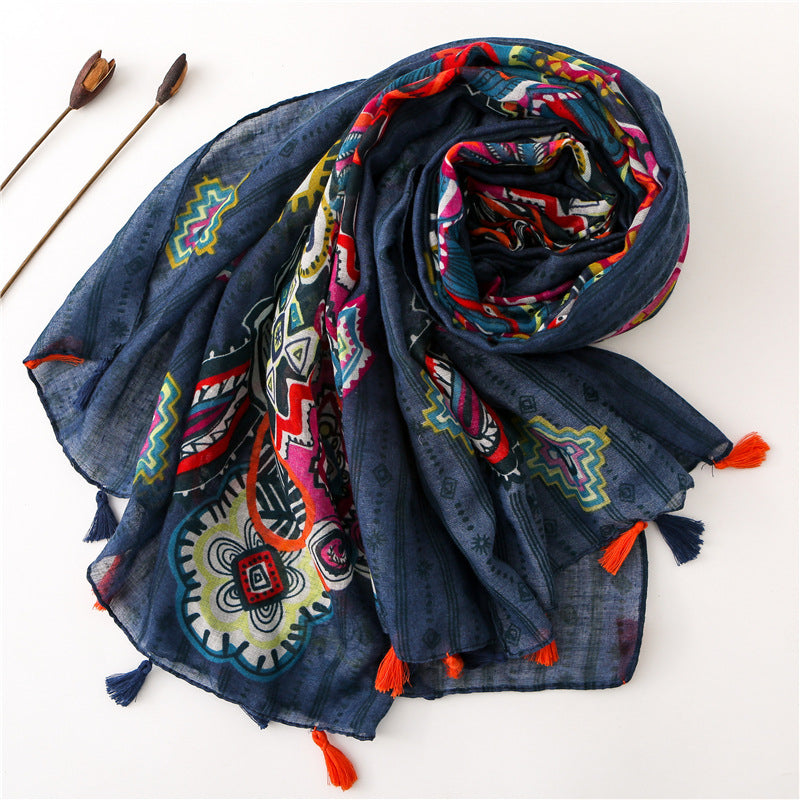 Boho-Chic Scarf with Ethnic Patterns