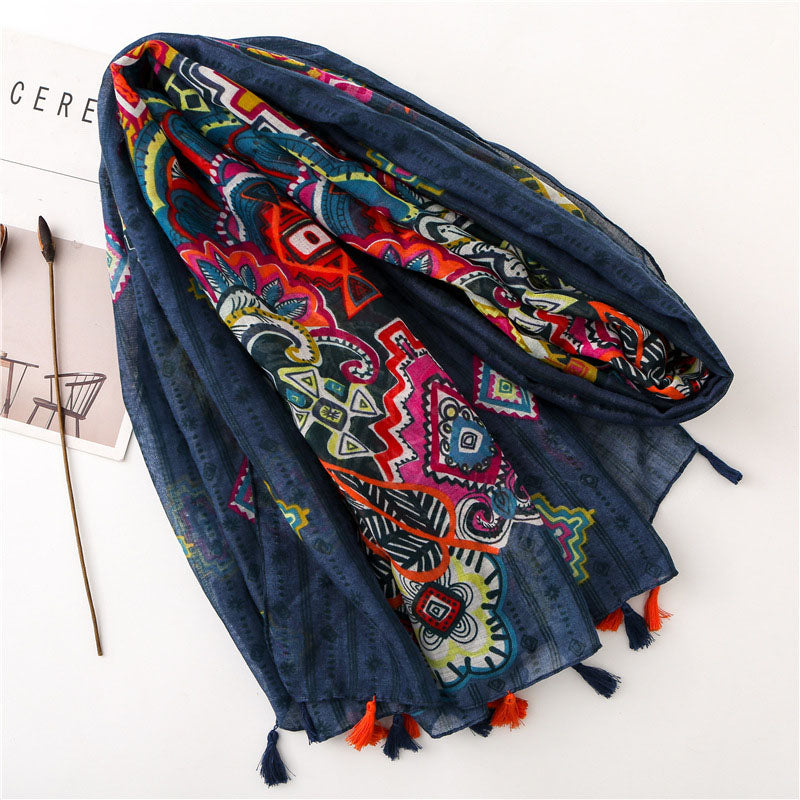 Boho-Chic Scarf with Ethnic Patterns