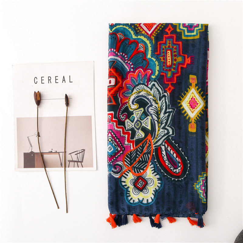 Boho-Chic Scarf with Ethnic Patterns