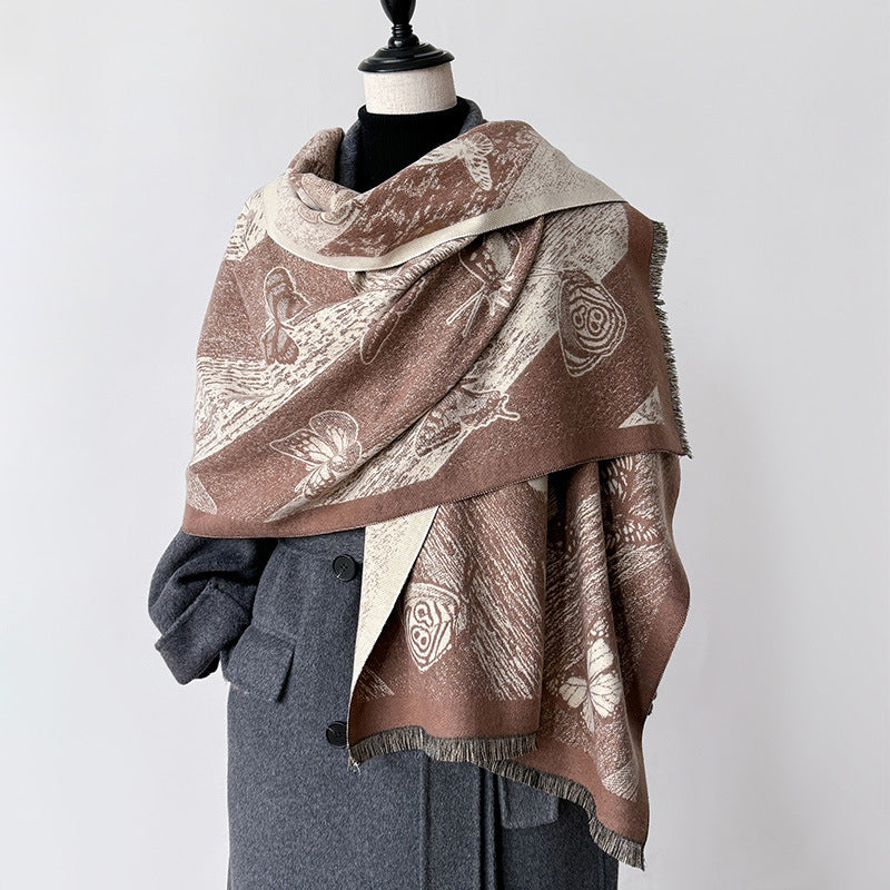 Charming Vintage Butterfly Pattern Scarf