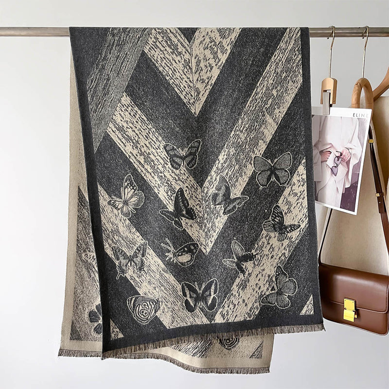 Charming Vintage Butterfly Pattern Scarf