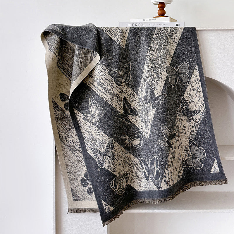 Charming Vintage Butterfly Pattern Scarf