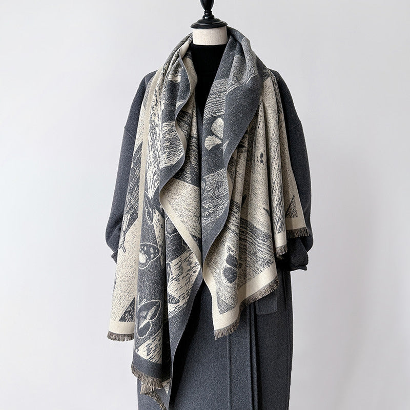 Charming Vintage Butterfly Pattern Scarf