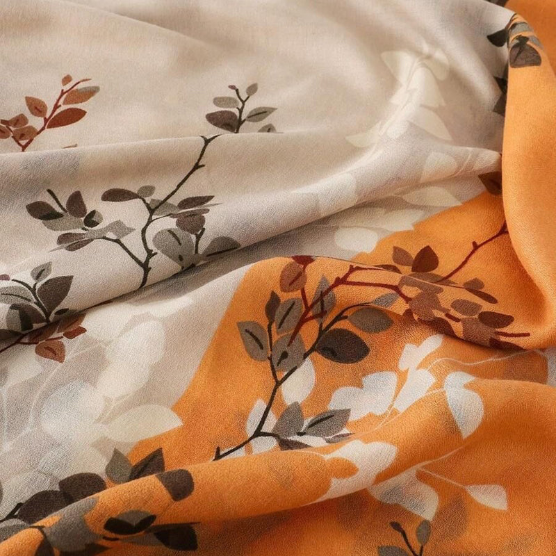 Elegant Vintage Scarf with Captivating Leaf Print