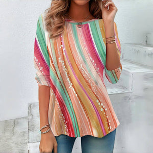 Trendy Long-Sleeved T-Shirt with Vibrant Colorful Gradient