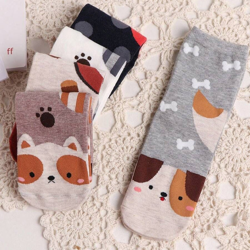 Colorful Dog Socks with Cartoon Designs