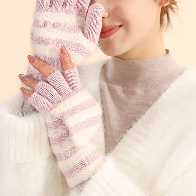 Warm Striped Knitted Gloves for Style and Comfort