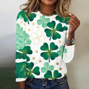 Sleek T-Shirt with Clover Design