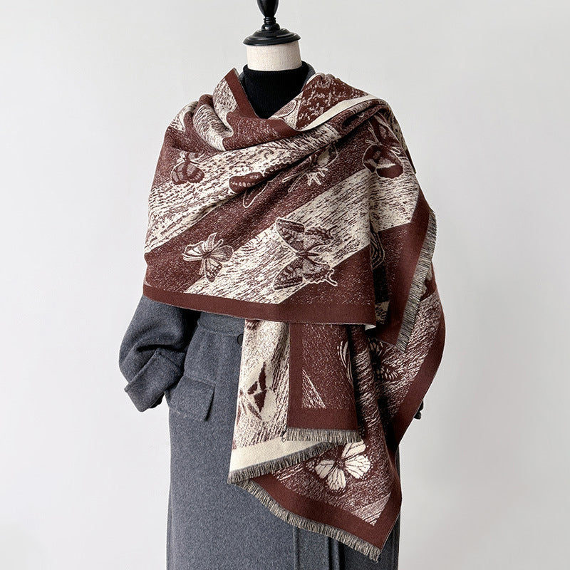 Charming Vintage Butterfly Pattern Scarf