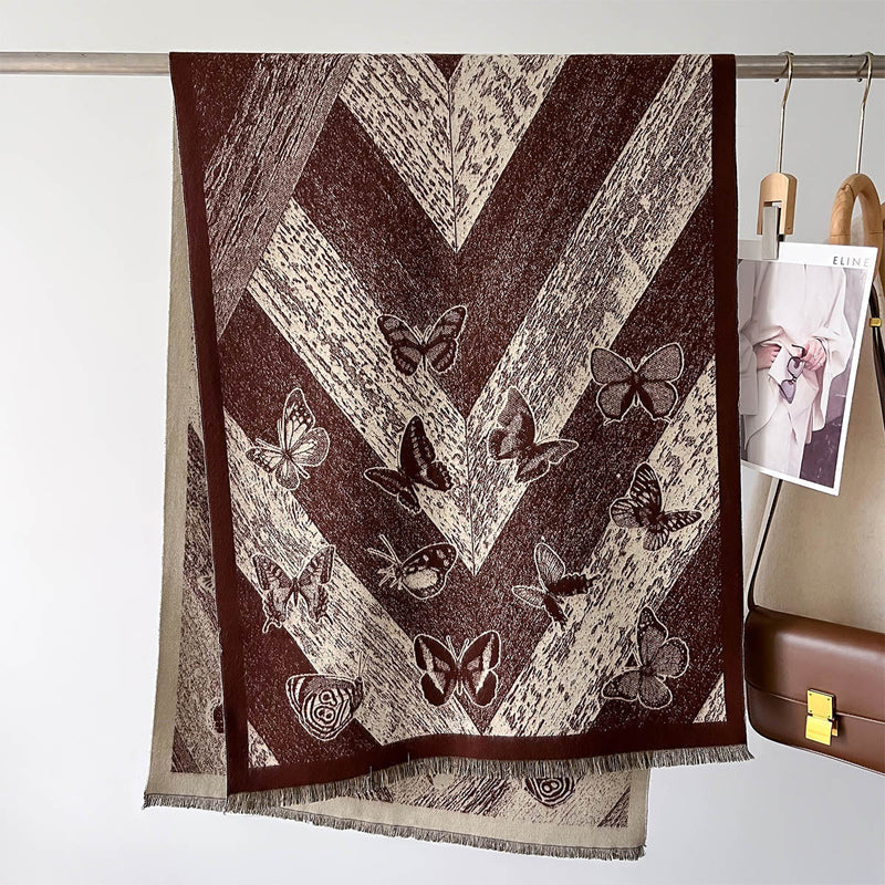 Charming Vintage Butterfly Pattern Scarf
