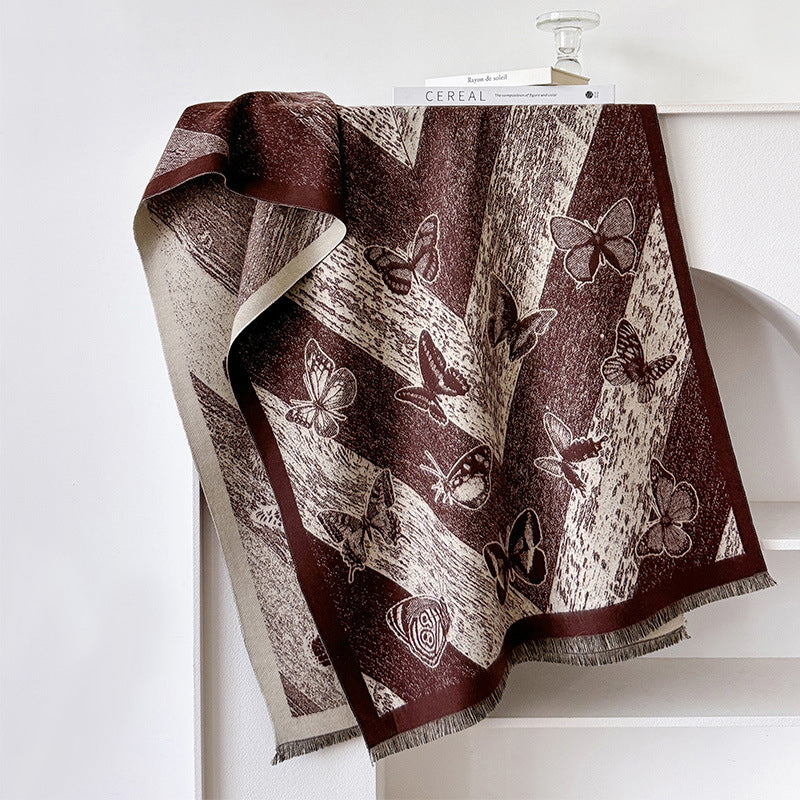 Charming Vintage Butterfly Pattern Scarf