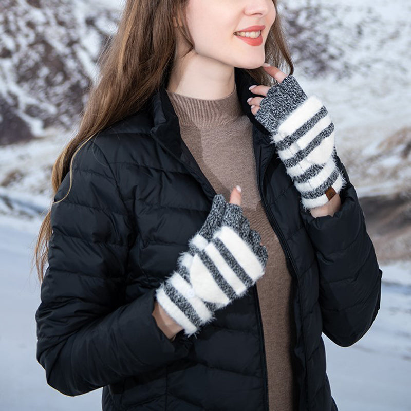 Warm Striped Knitted Gloves for Style and Comfort