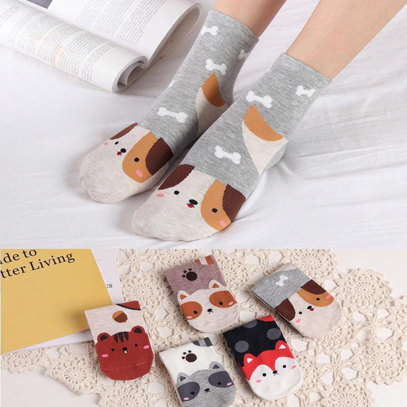 Colorful Dog Socks with Cartoon Designs