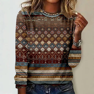 Chic Vintage T-Shirt with Ethnic Print