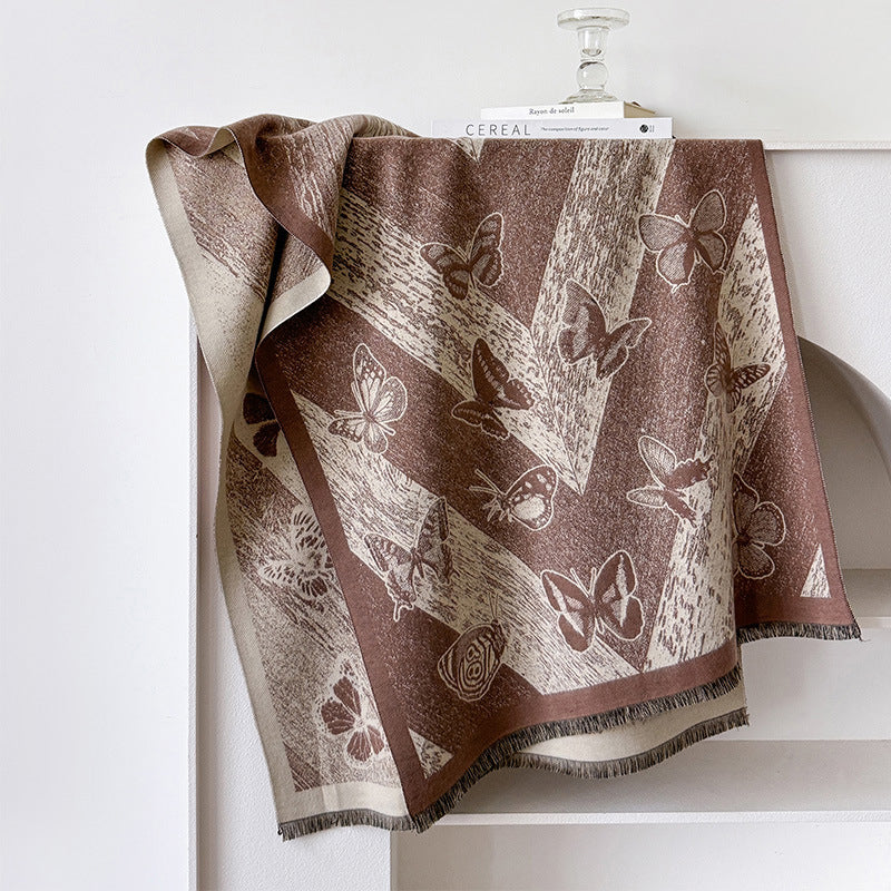 Charming Vintage Butterfly Pattern Scarf