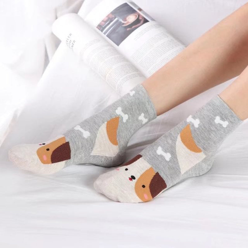 Colorful Dog Socks with Cartoon Designs