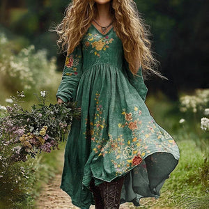 Flower Patterned Vintage Dress – A Timeless Beauty