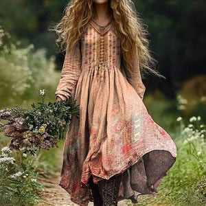 Retro Ethnic Patterned Dress