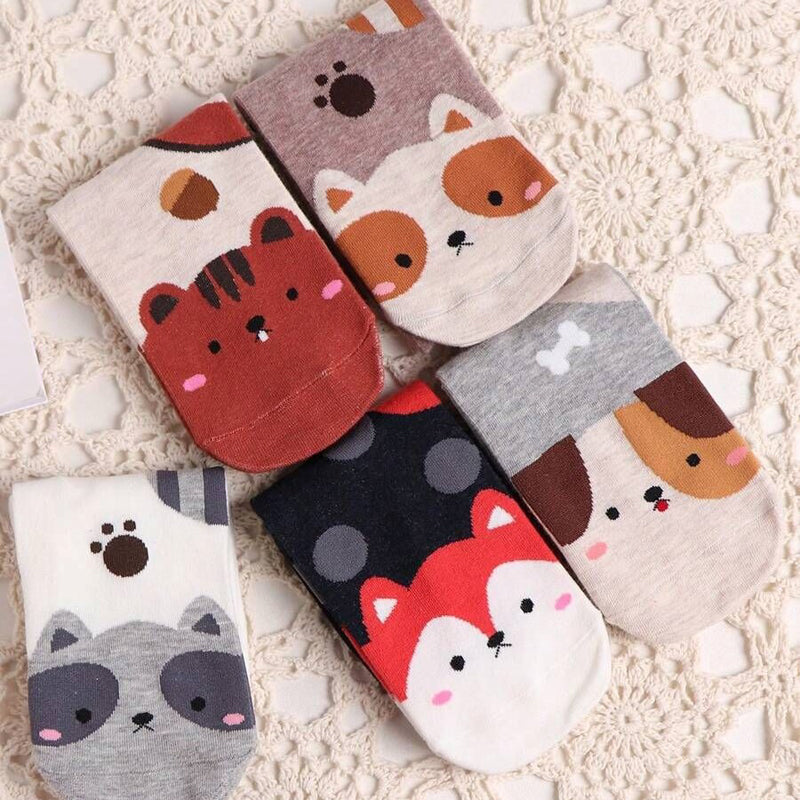 Colorful Dog Socks with Cartoon Designs