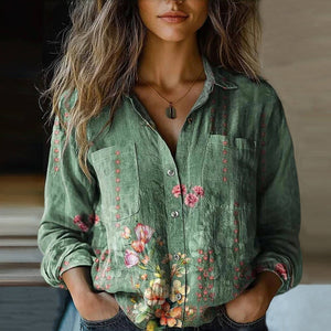 Chic Vintage Floral Print Blouse