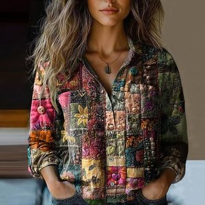 Chic Vintage Blouse with Floral Print