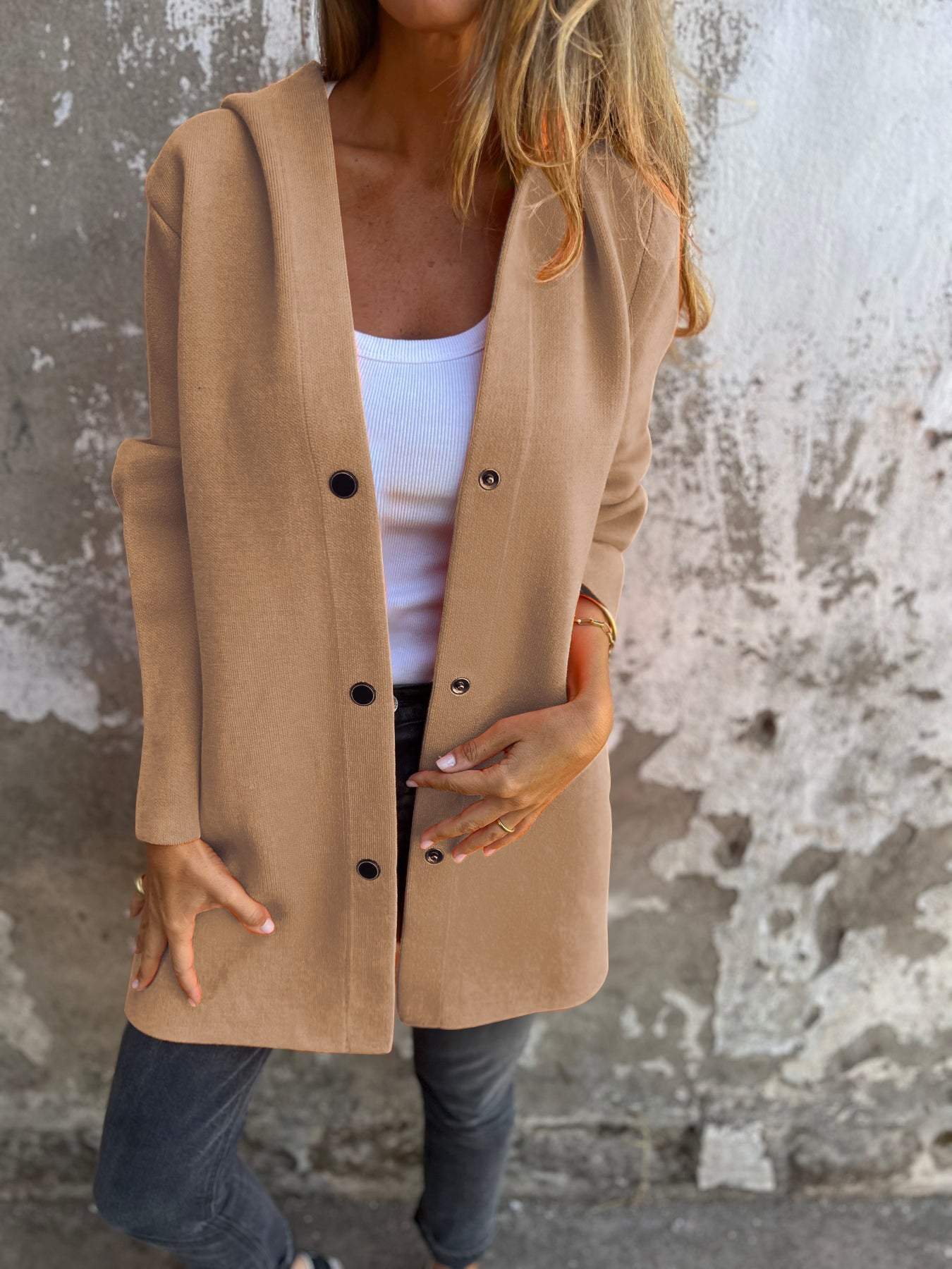 Gabe | Cardigan with Buttons and Hood