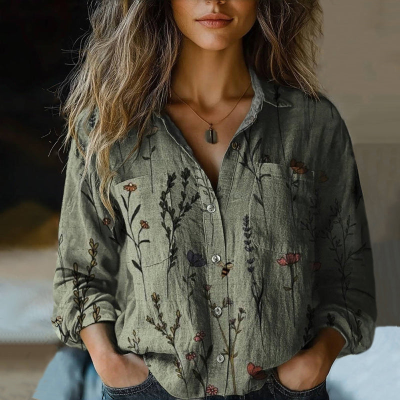 Chic Vintage Floral Print Blouse