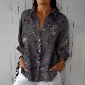 Floral Patterned Vintage Blouse - Timeless Elegance