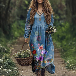 Retro Floral Print Dress