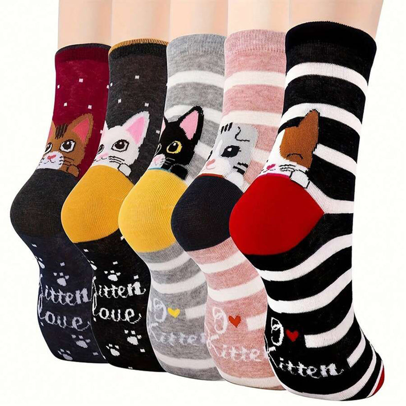 Funny Cat Patterned Socks for Cat Lovers
