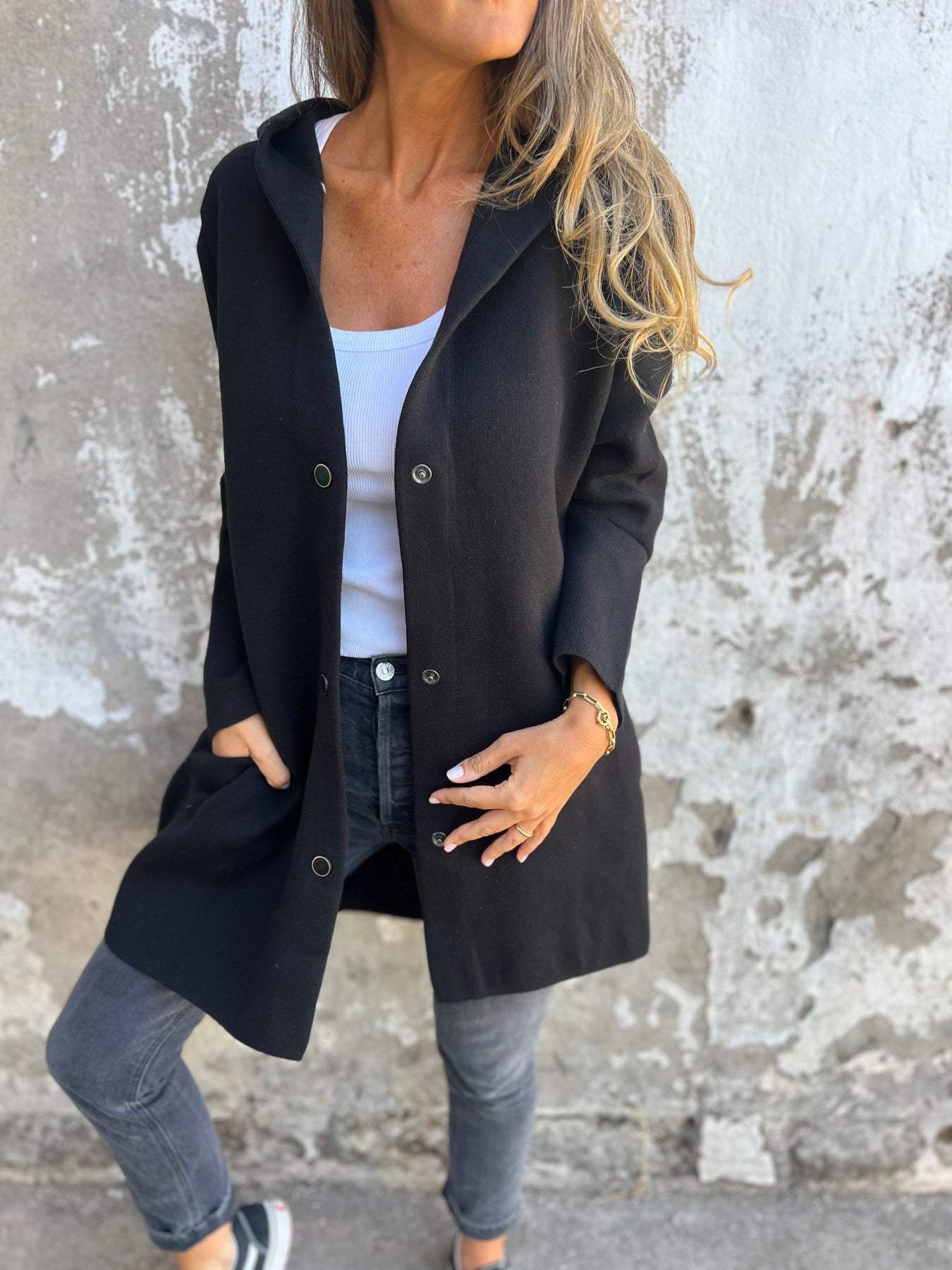 Gabe | Cardigan with Buttons and Hood
