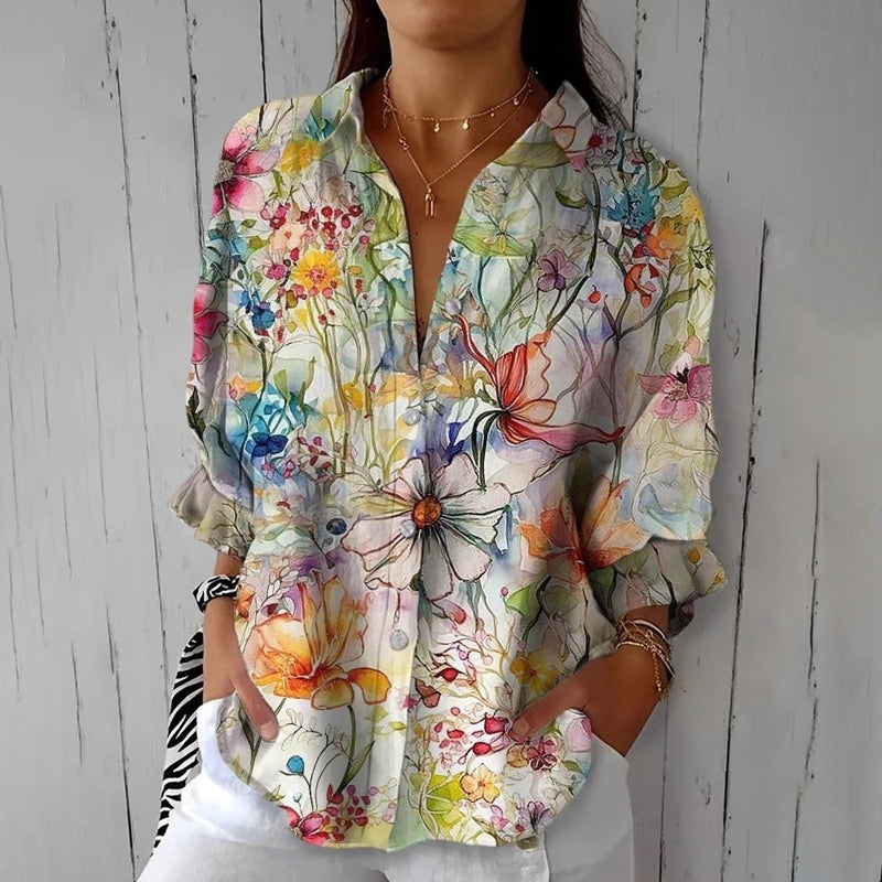 Chic Vintage Floral Print Blouse