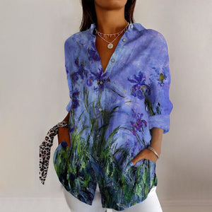 Chic Vintage Blouse with Floral Pattern