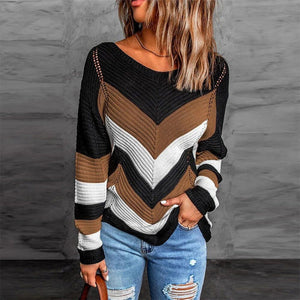 Trendy Striped Patchwork Sweater for Casual Style