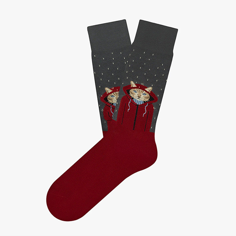 Captivating Cat Print on Creative Socks